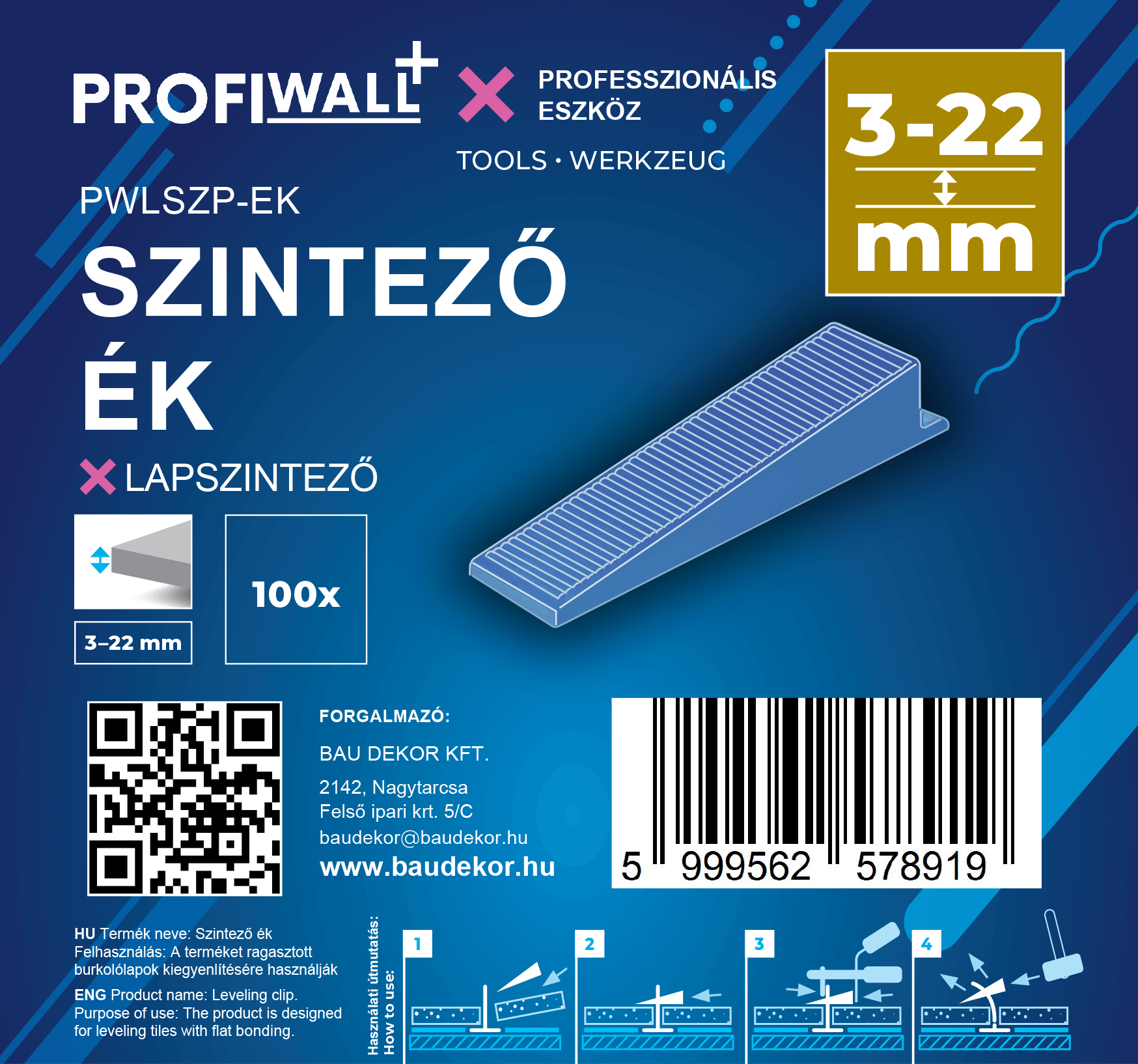 Profi Wall+ lapszintező ék, 3 -12mm 100 db