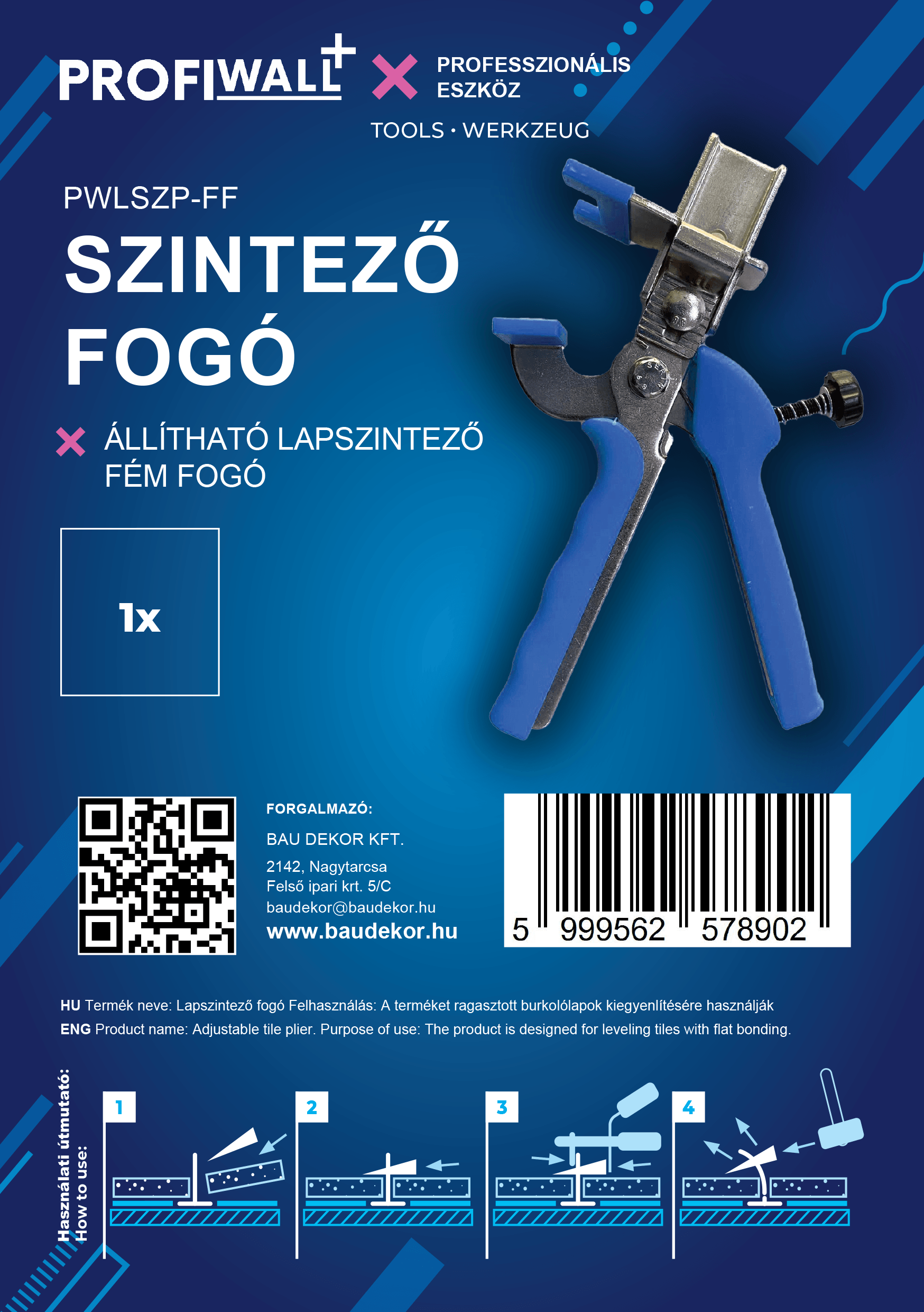 Profi Wall+ lapszintező fém fogó