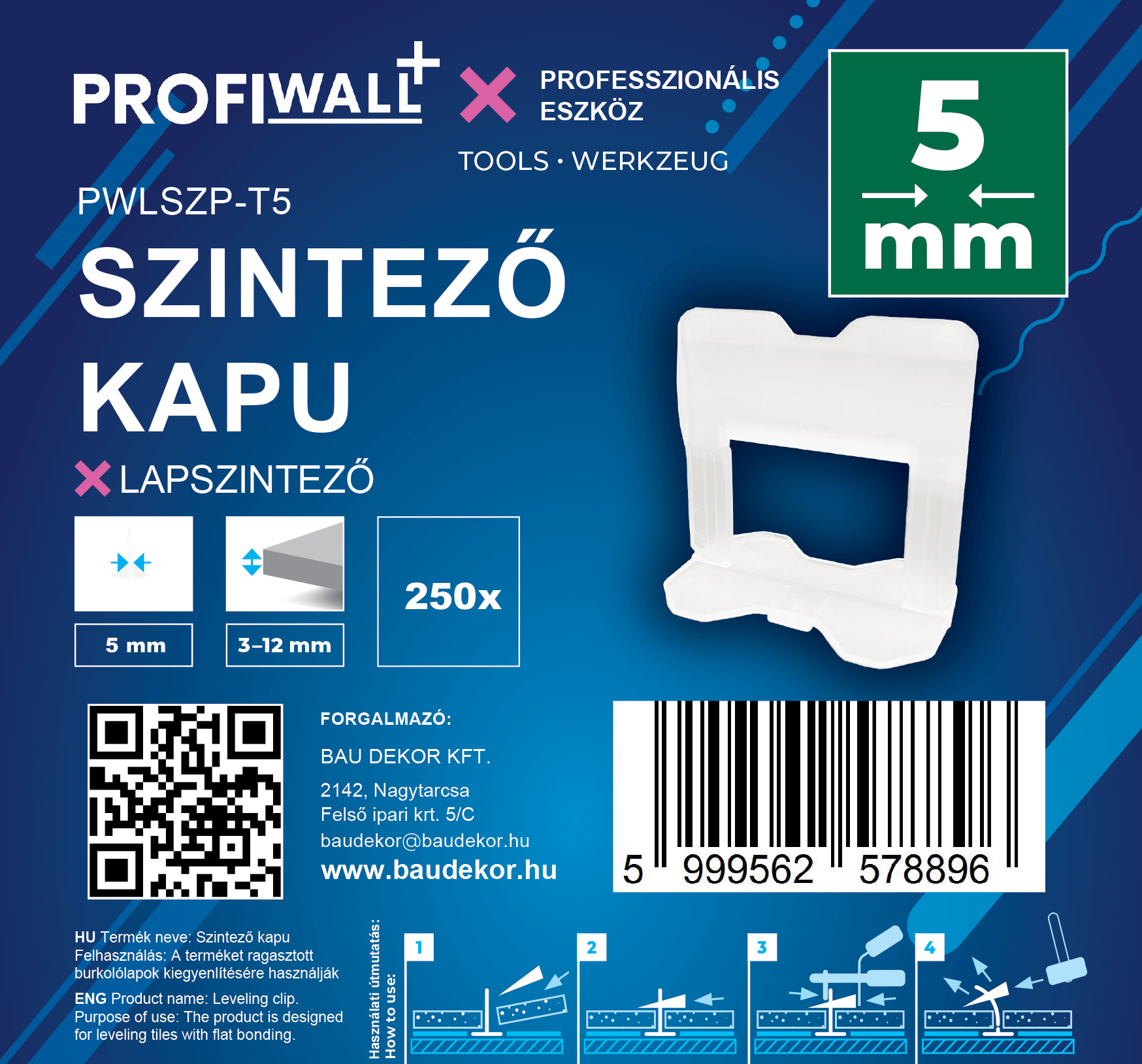 Profi Wall+ lapszintező távtartó 5 mm, 250 db